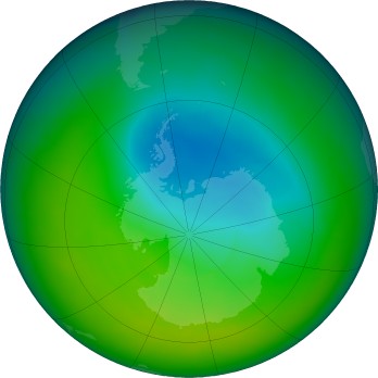 Antarctic ozone map for 2016-11